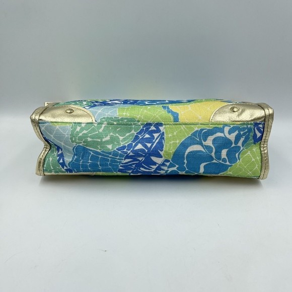 Estee Lauder Lilly Pulitzer Cosmetic Makeup bag Blue Green Gold Trim - Picture 7 of 16